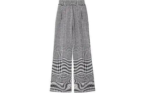 Burberry Wraped Houndstooth Jacquard Wide Leg Trousers