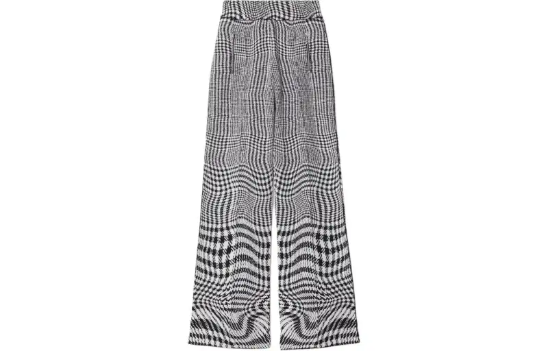 Burberry Wraped Houndstooth Jacquard Wide Leg Trousers