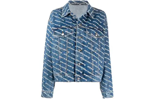 Alexander wang FW21 Twill Logo Print Hot Girl Denim Jacket Women's Blue