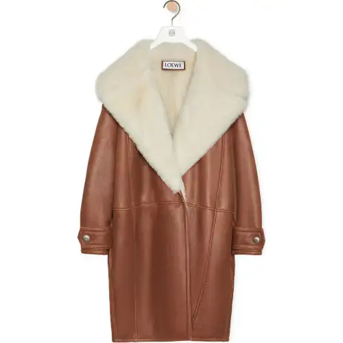 LOEWE Pebble FW24 Coat Women's White/Brown