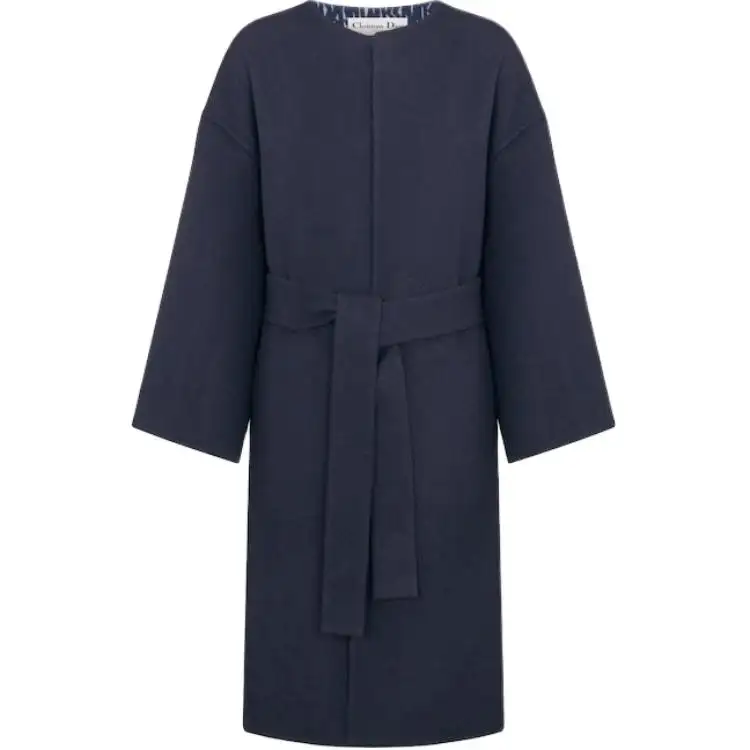DIOR Coats Women's Marine Blue Moderate Straight Fit