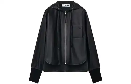 LOEWE Hooded Jacket In Nappa Lambskin Black