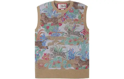 GUCCI Vests Women's Gold Crew Neck Moderate Knitted Fabric