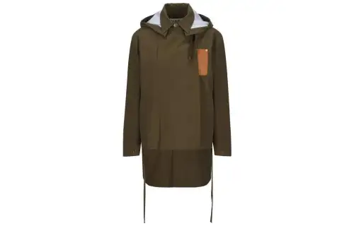 LOEWE Parka Coats Women's Khaki Green Hooded Moderate