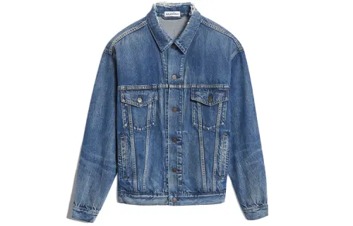 Balenciaga Logo Denim Jacket Blue