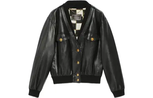 GUCCI Leather Jacket Women's Black