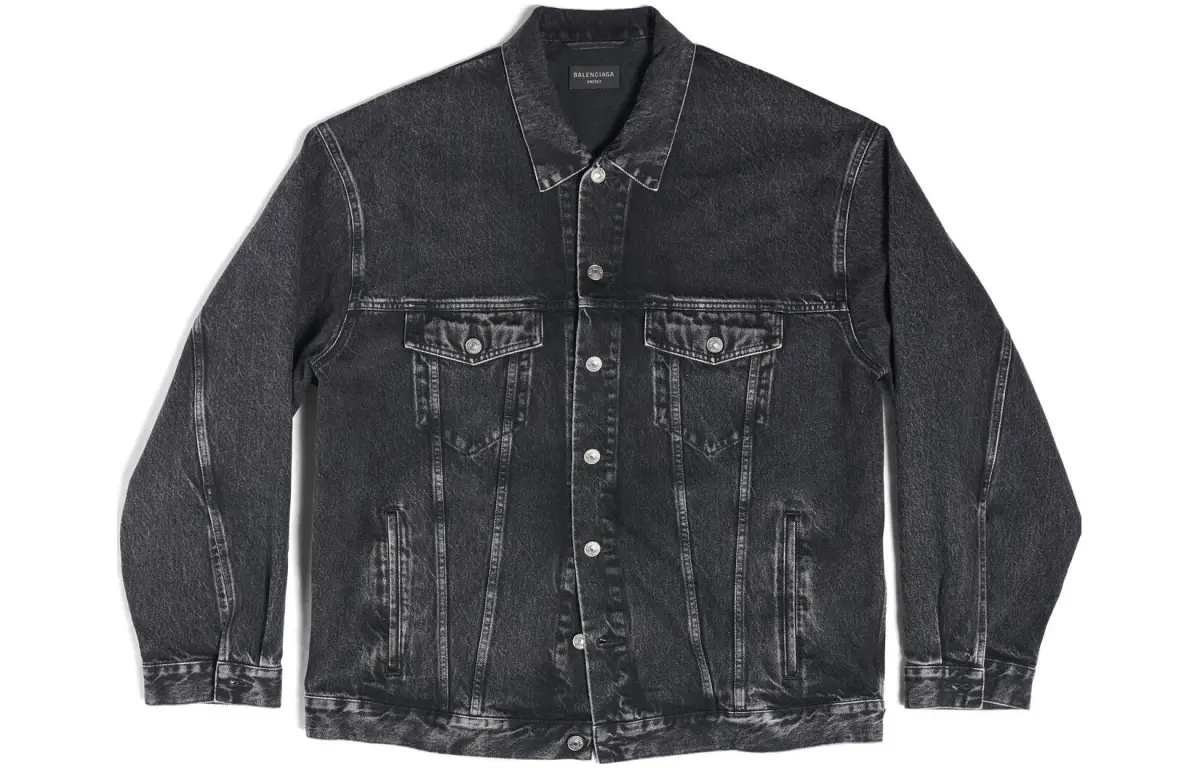 Balenciaga Denim Jacket Loose Fit Women's Black