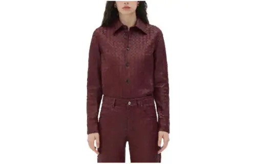 Bottega Veneta SS23 Leather Jacket Women's Dark Red