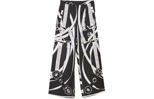 HERMES Casual Pants Women's Black Moderate Straight Fit Pants