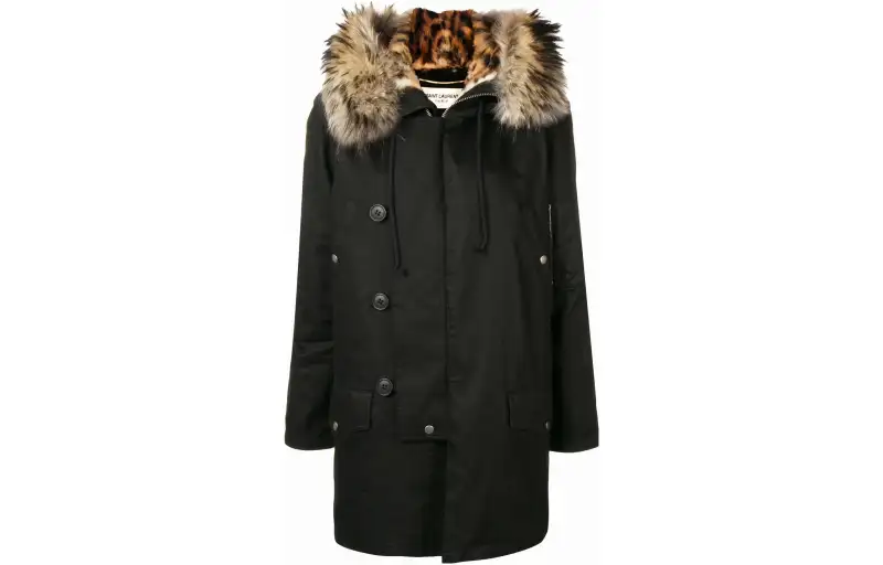SAINT LAURENT Parka Coat Women's Black