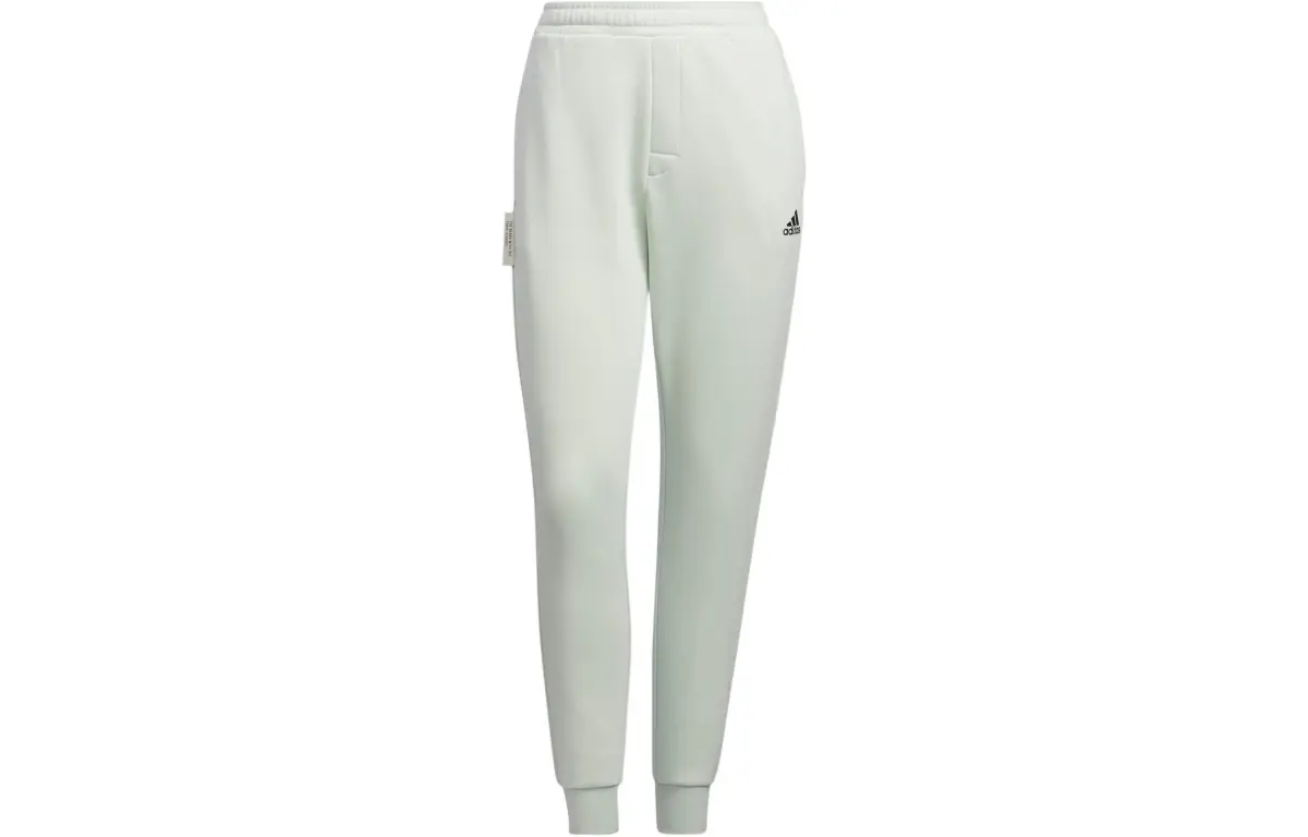 Adidas Knitted Sweatpants Women's Light Green Moderate Cuffed Pants