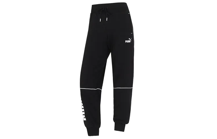 PUMA Knitted Sweatpants Women's Black Moderate Cuffed Pants