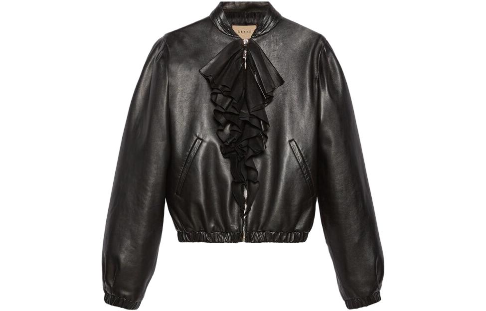 GUCCI Leather Jackets Women's Black Moderate