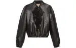 GUCCI Leather Jackets Women's Black Moderate