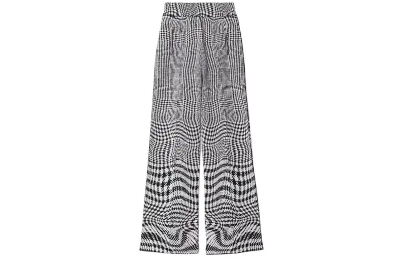 Burberry Wraped Houndstooth Jacquard Wide-Leg Trousers