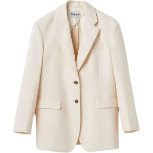 MIU MIU Single Breasted Canvas Jacket Business Suit Coat Unisex Beige