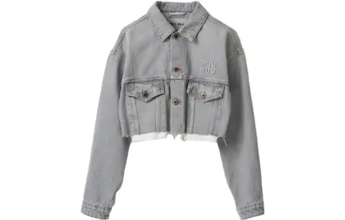 Miu Miu logo-appliqué cropped denim jacket