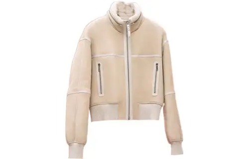 HERMES Cropped Coats Women's White Lapel Moderate
