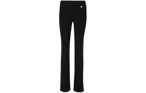 OFF-WHITE side-stripe ribbed flared trousers