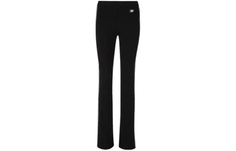 OFF-WHITE side-stripe ribbed flared trousers