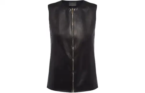 PRADA Stretch Nappa Leather Vest Women's Black