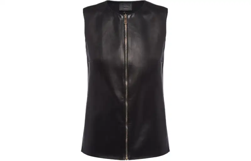 PRADA Stretch Nappa Leather Vest Women's Black