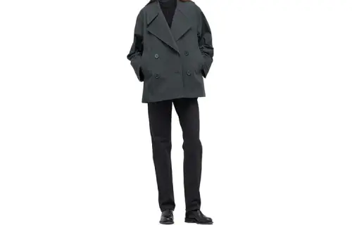 UNIQLO Cropped Coat Women's Dark Gray