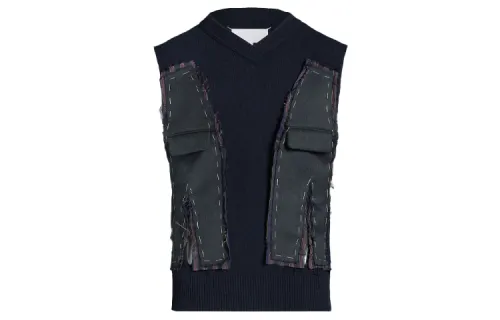 Maison Margiela Vests Women's Navy Blue V Neck Moderate Other