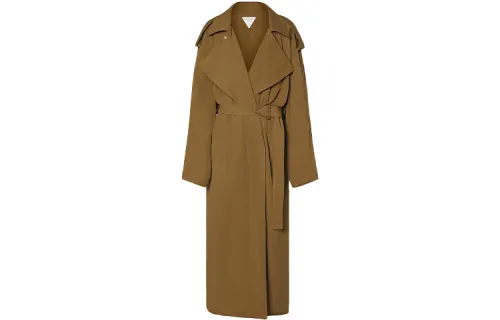 Bottega Veneta Trench Coats Women's Brown Lapel Moderate