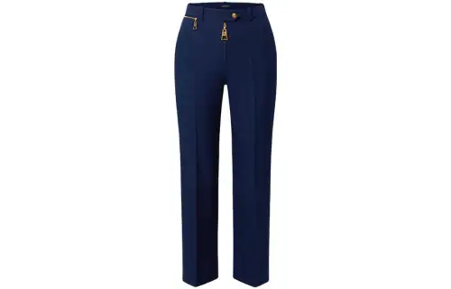 LOUIS VUITTON New Quarterly Products Of LV Knitted Sweatpants Women's Blue Moderate Wide Leg Pants