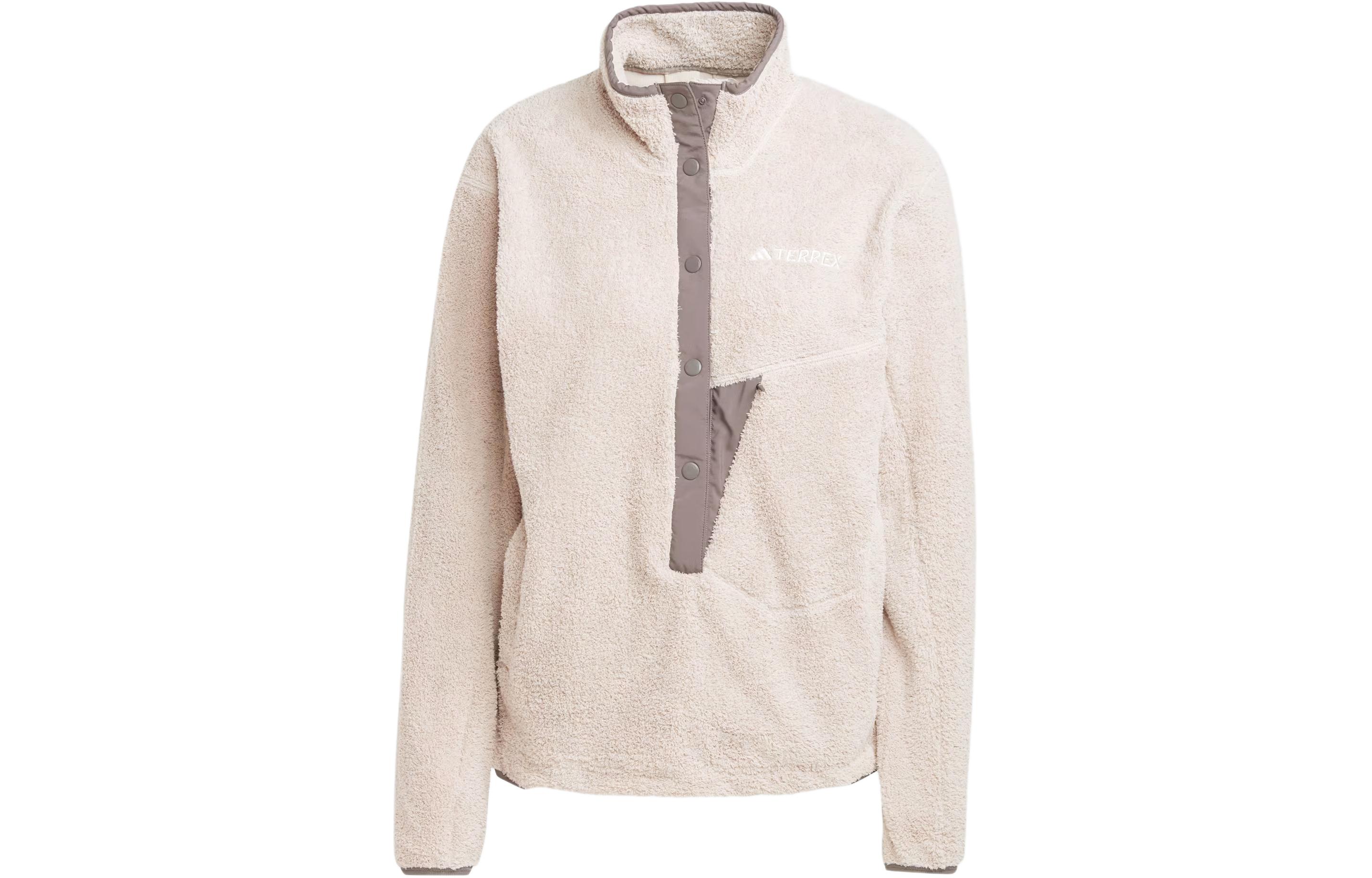 Adidas Terrex Xploric High Pile Fleece Pullover Velvet feel Coat Women's Beige
