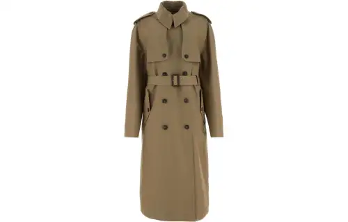 Balenciaga Coats Women's Khaki Stand Collar Moderate