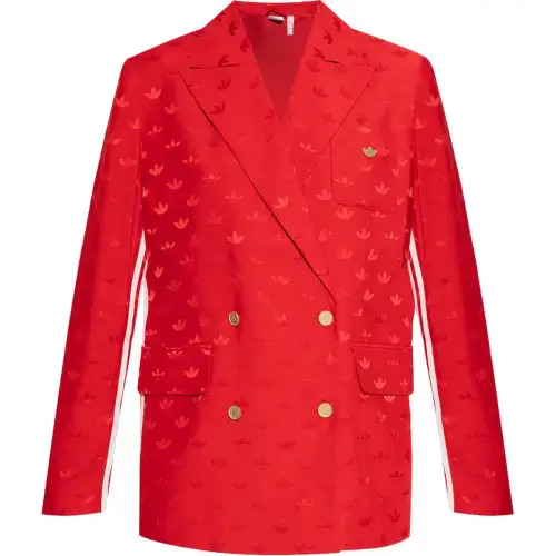Adidas Originals Monogram-Jacquard Double-Breasted Blazer