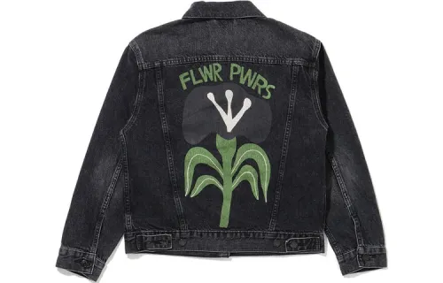 Levis Denim Jackets Women's Dark Gray Lapel Moderate Straight Fit