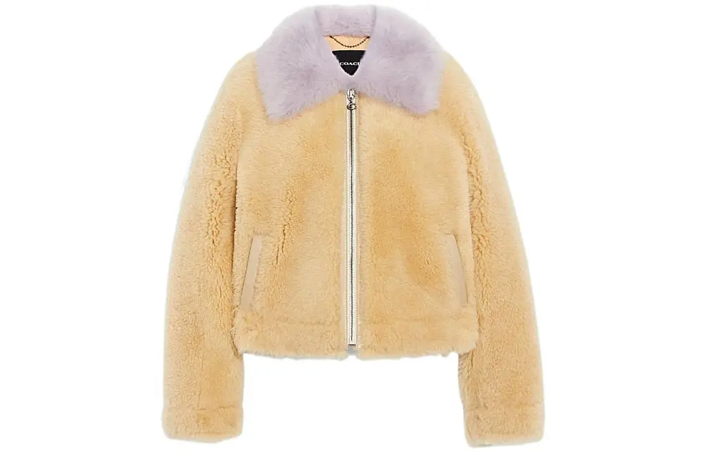 COACH FW22 Leather Jacket Women's Yellow