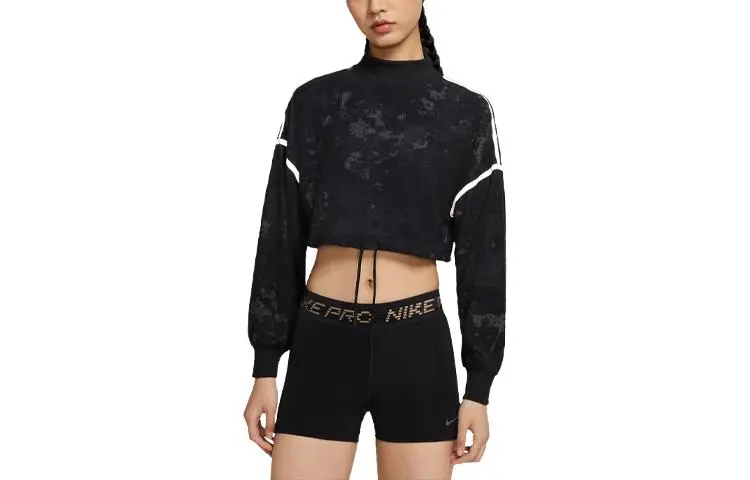 Nike Cropped Coats Women's Black/Dark Smoke Gray/(Reflective Black) Stand Collar Moderate