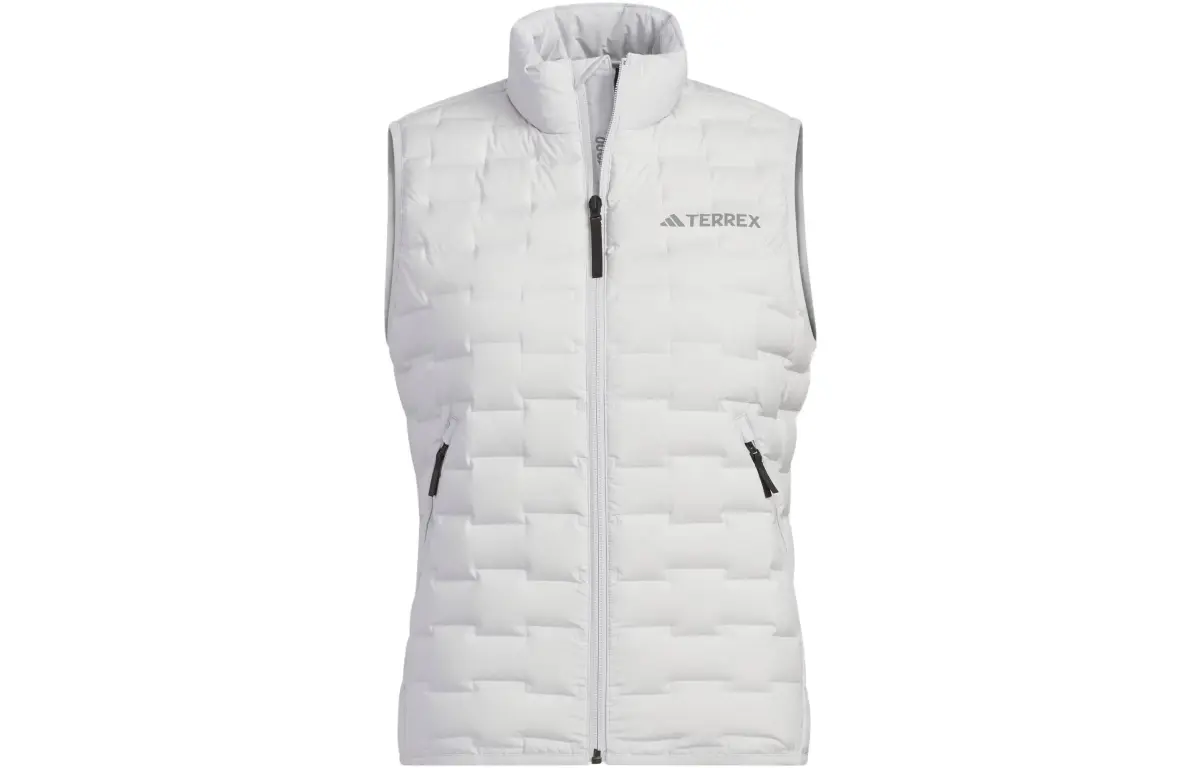 Adidas Down Vests Women's Light Gray Stand Collar Moderate Other