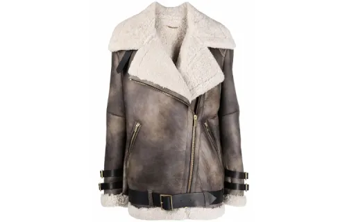Golden Goose Furs Women's Gray Lapel Moderate