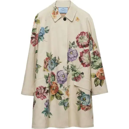 Prada Floral-Printed Button-Up Coat