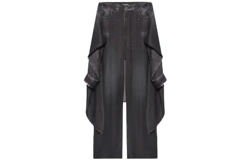 Balenciaga Casual Pants Women's Black Moderate Straight Fit Pants