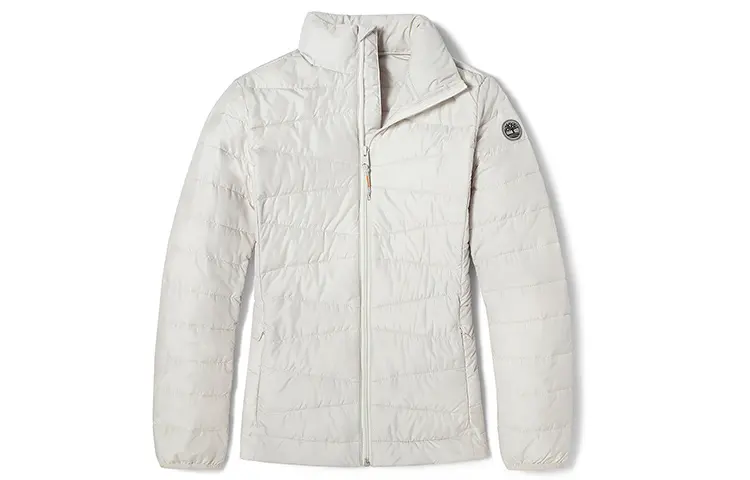 Timberland Solid Color Stand Collar Puffer Jacket Women's White