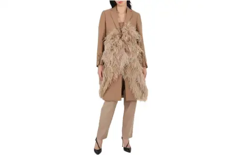 Burberry Coats Women's Brown Lapel Moderate Straight Fit