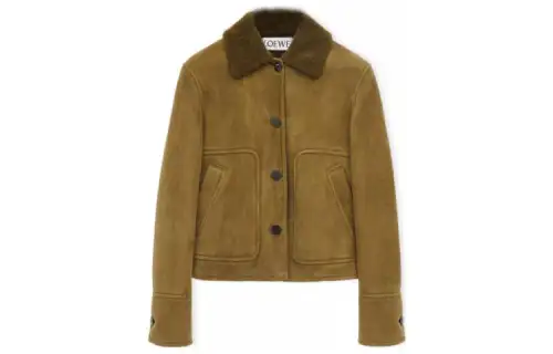 LOEWE SS23 Parka Coats Women's Khaki Lapel Moderate