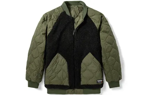 Timberland Colorblock Baseball Collar Puffer Jacket Women's Army Green