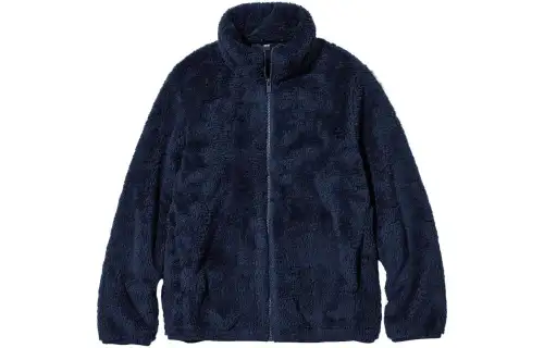 UNIQLO Velvet Jackets Women's Navy Blue Stand Collar Moderate