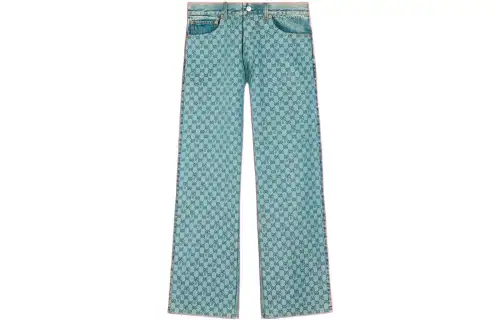 GUCCI X PALACE Casual Pants Women's Blue Moderate Straight Fit Pants