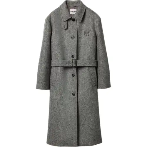 MIU MIU Coats Women's Black Lapel Moderate Straight Fit