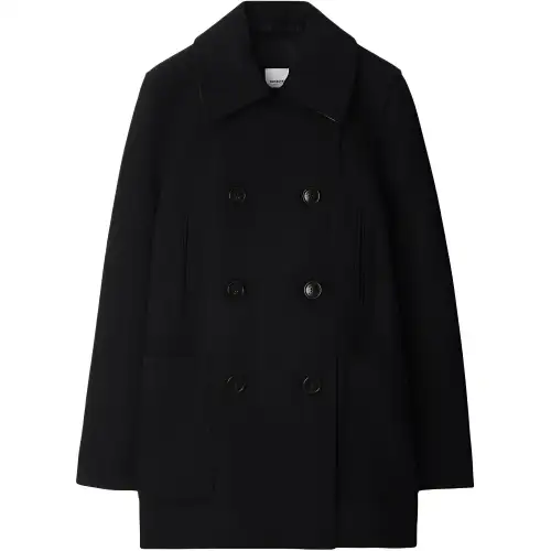 Burberry Coats Women's Black Lapel Moderate Straight Fit