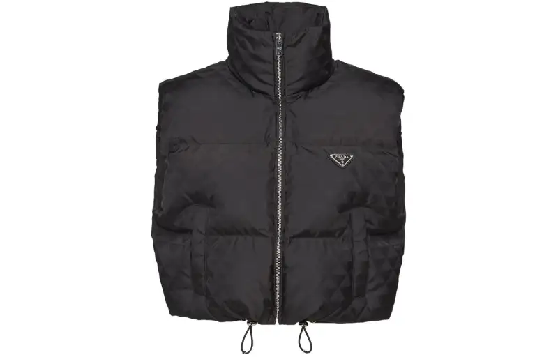 PRADA Vests Women's Black Stand Collar Moderate Other