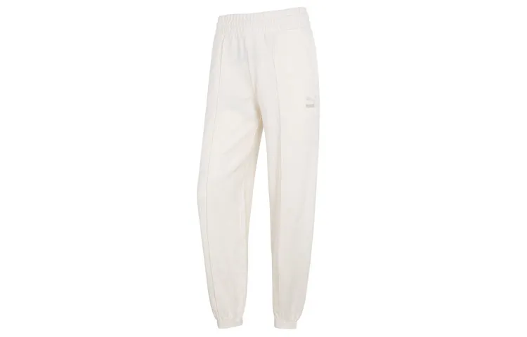 PUMA CLASSICS Knitted Sweatpants Women's White Moderate Cuffed Pants